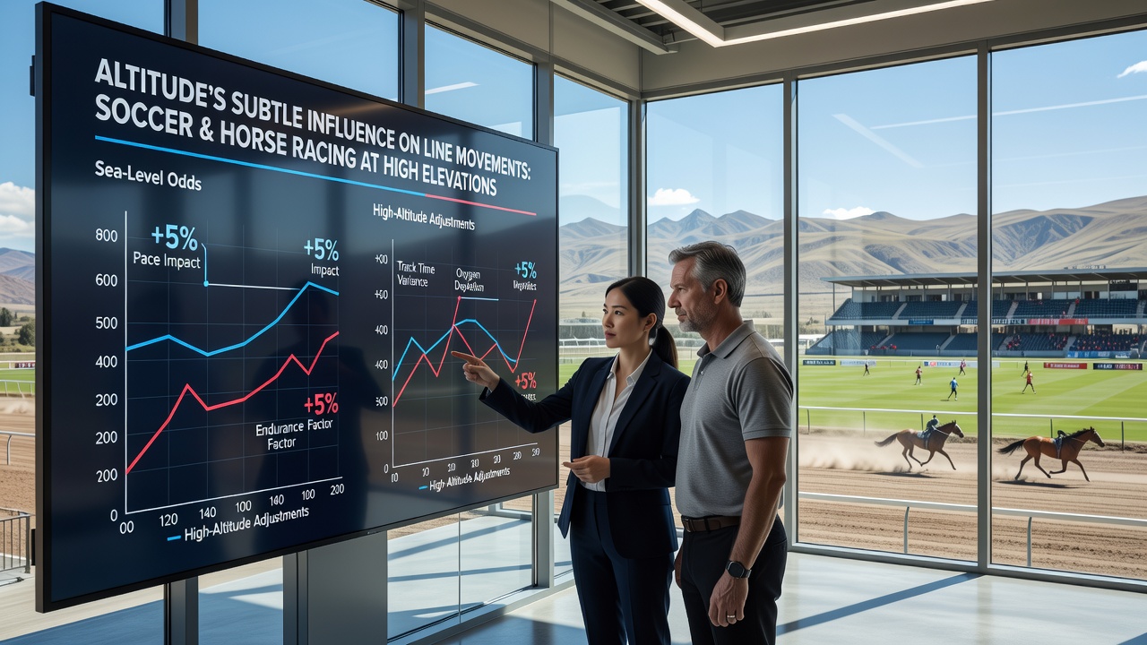 High-altitude soccer pitch and horse racing track showing thinner air conditions affecting performance and betting lines