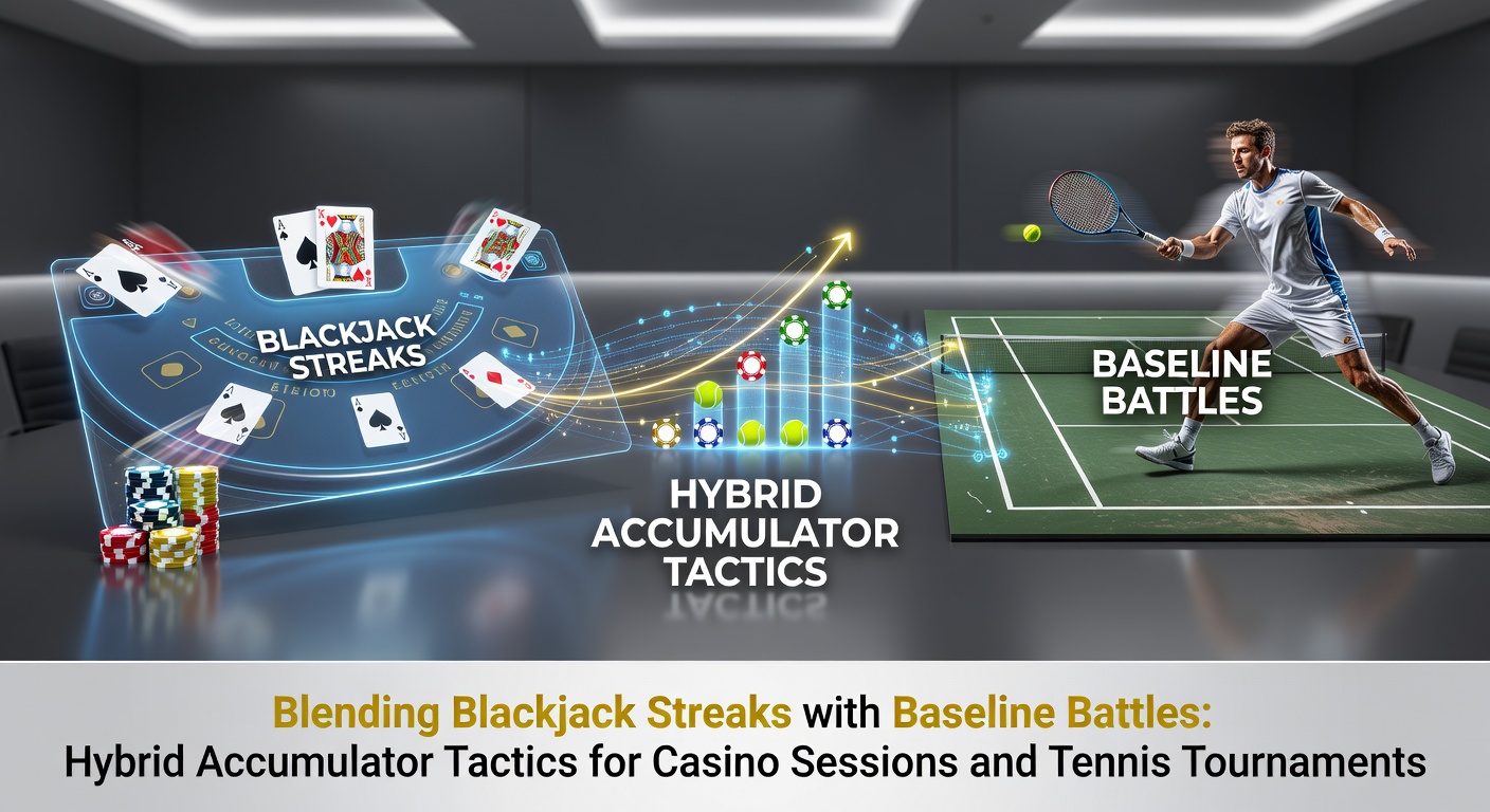 A dynamic split-image showing a blackjack table mid-streak alongside a intense tennis baseline rally under stadium lights