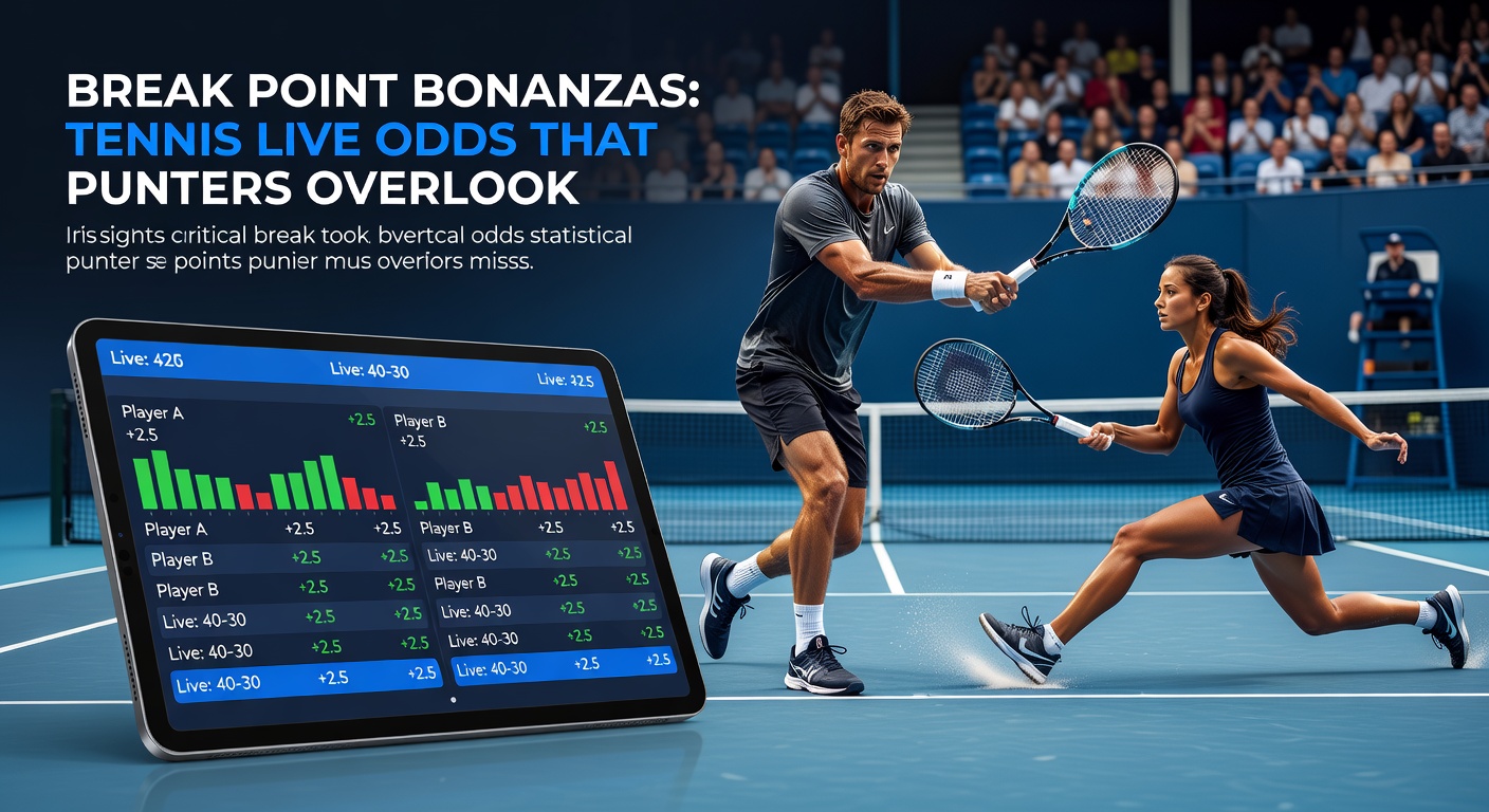 Tennis player poised at the baseline during a tense break point opportunity, racket ready as the server approaches