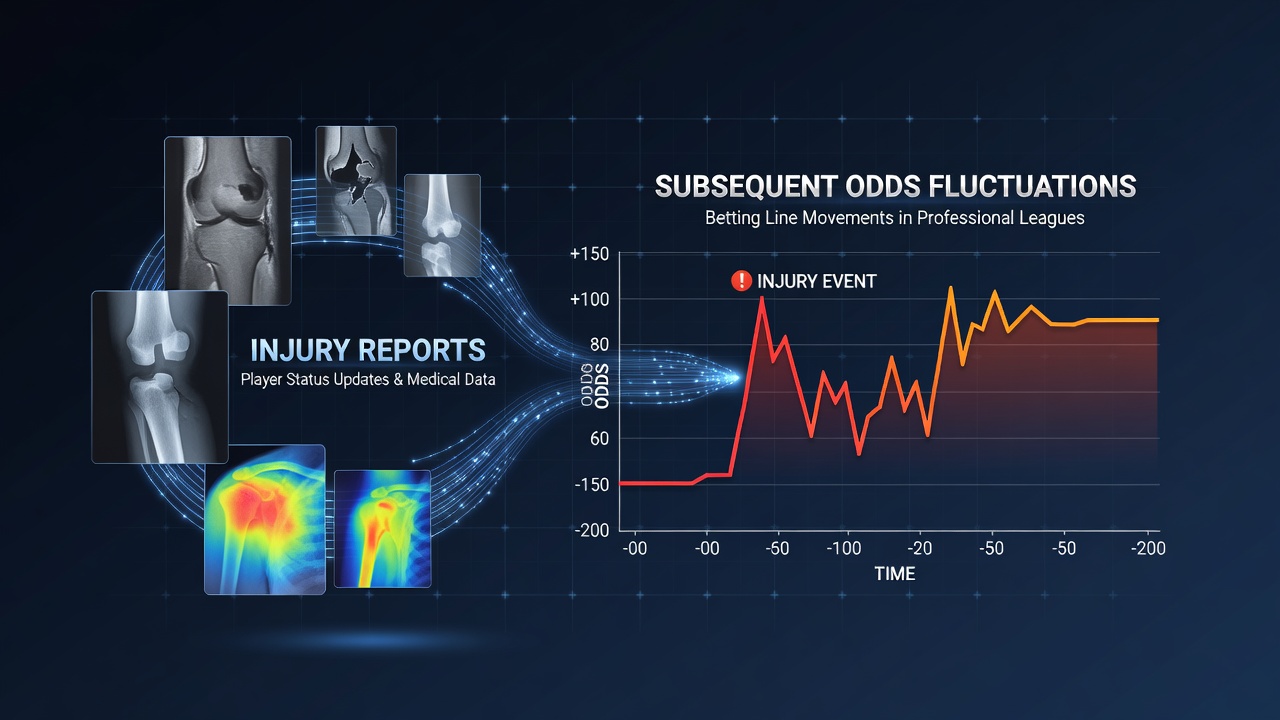 Analysts reviewing real-time injury updates alongside live betting line movements in a professional sports control room