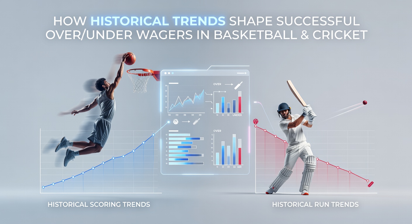 Chart displaying historical over/under trends in NBA games versus IPL T20 matches, highlighting scoring patterns over decades