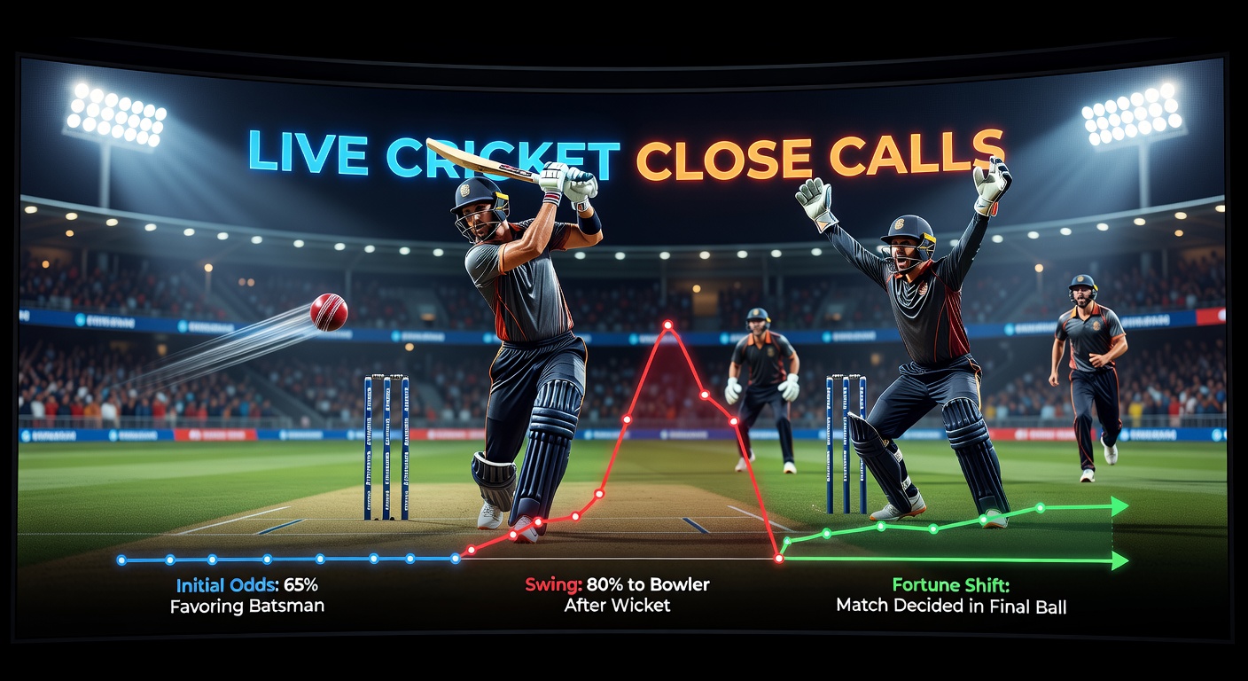T20 cricketer mid-action in a tense death over, ball flying towards the boundary as odds flicker dramatically on a betting screen overlay