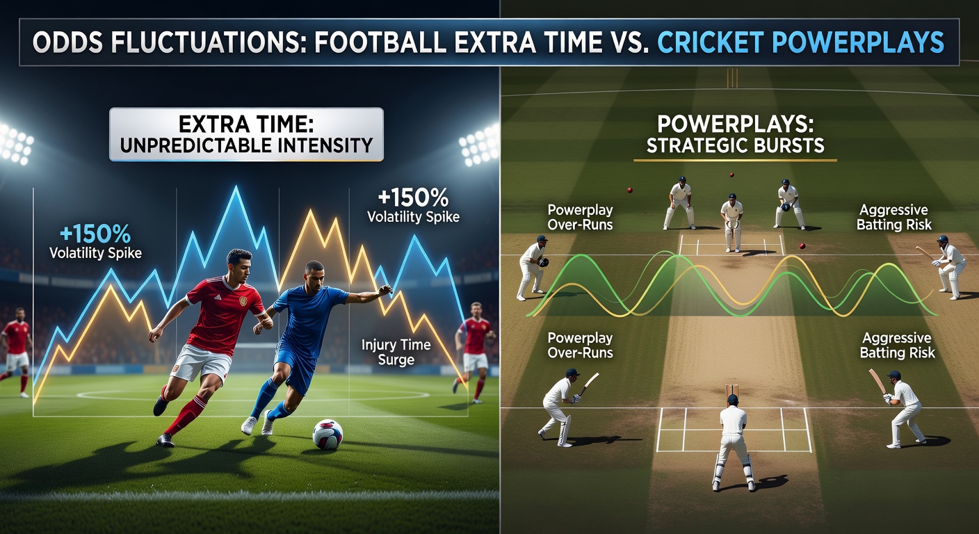 Analysis of live betting odds shifts during football extra time sessions compared to structured cricket powerplay phases