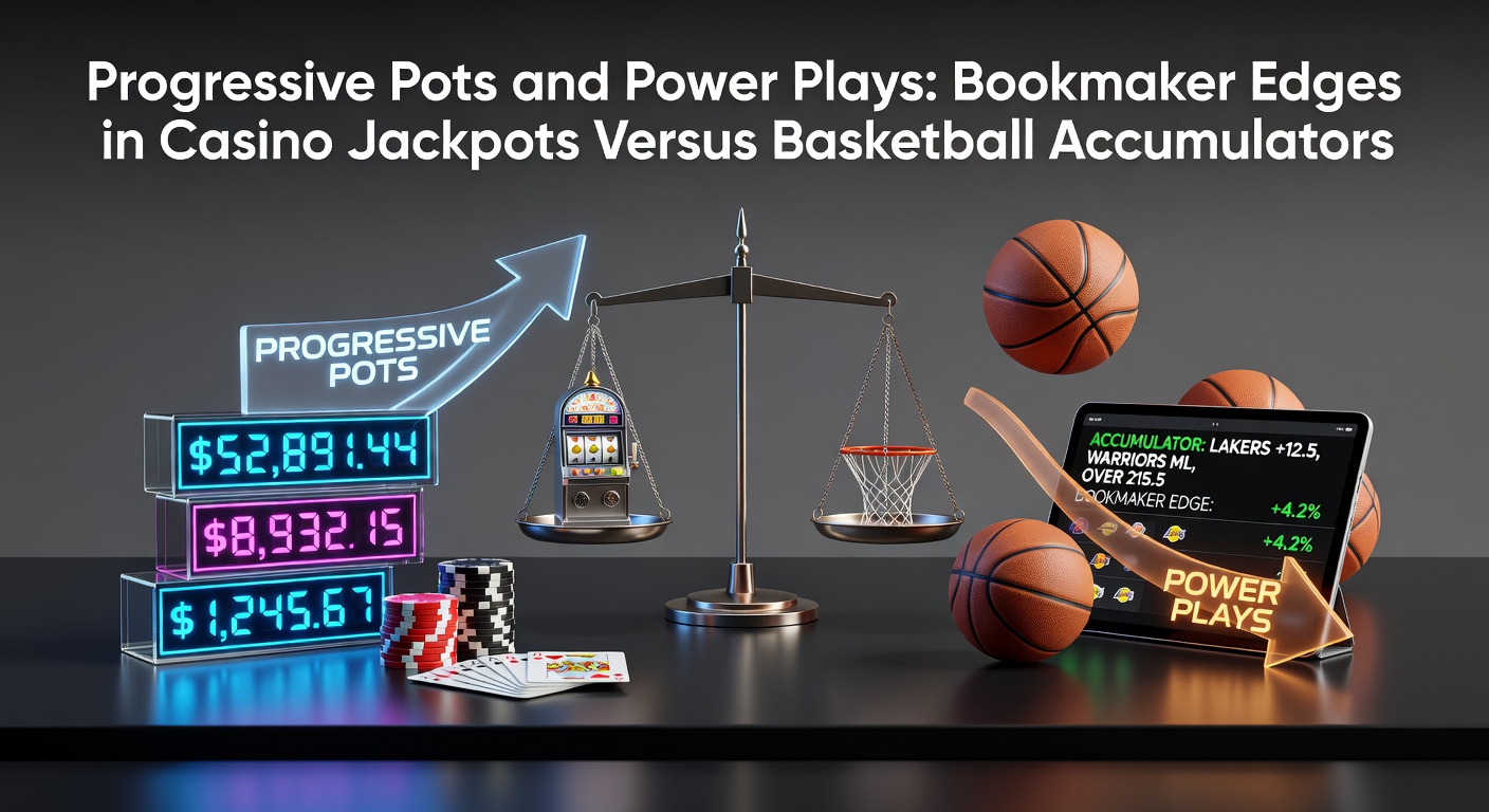 Glowing progressive jackpot slot machine display showing a massive, climbing prize pot in a bustling casino environment