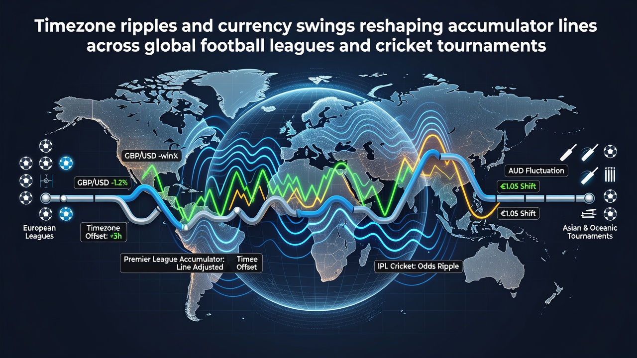 Global football and cricket betting markets showing timezone and currency impacts on accumulator odds