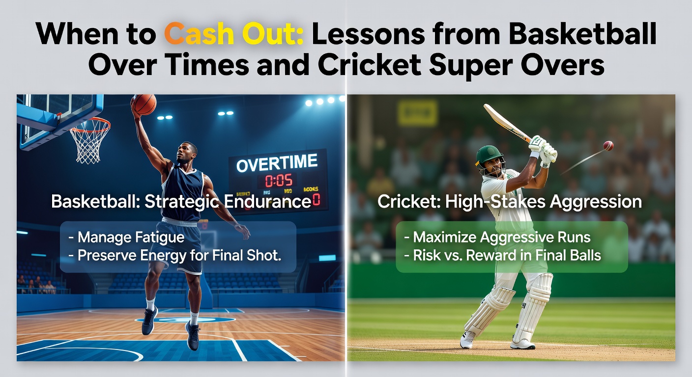 Basketball overtime action with players battling for the ball under bright arena lights, mirroring the tension of a cricket super over